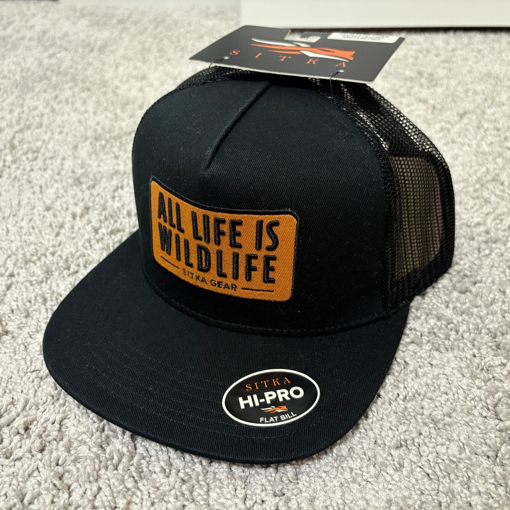 NWT Sitka Gear Hi-Pro Trucker Hat Flat Bill Snapback Cap "All Life Is Wildlife"